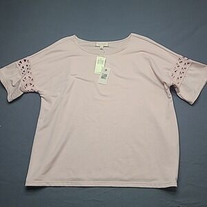 Max Studio Womens Sweater Small Weekend Pink Embroidery